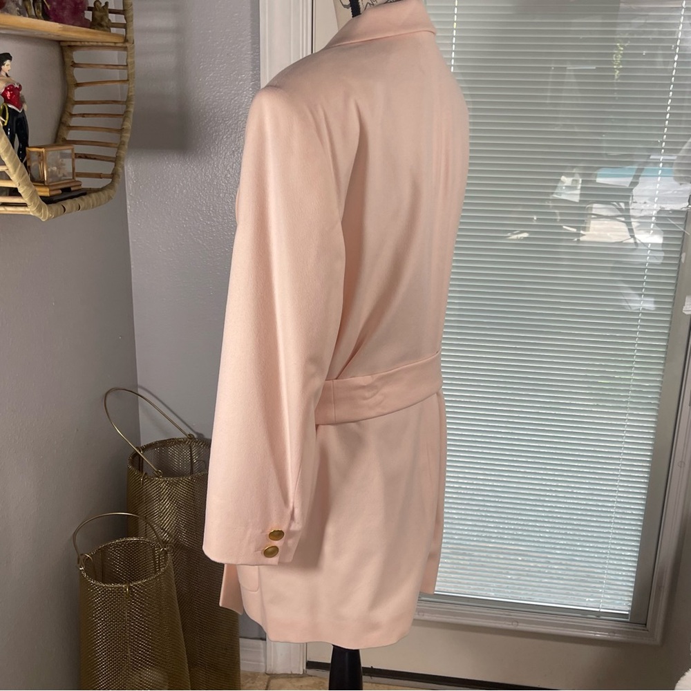 SOLD ESCADA Margaretha Ley 90’s Baby Pink Belted Dbl Breast Wool Cashmere Blazr - Picture 6 of 16